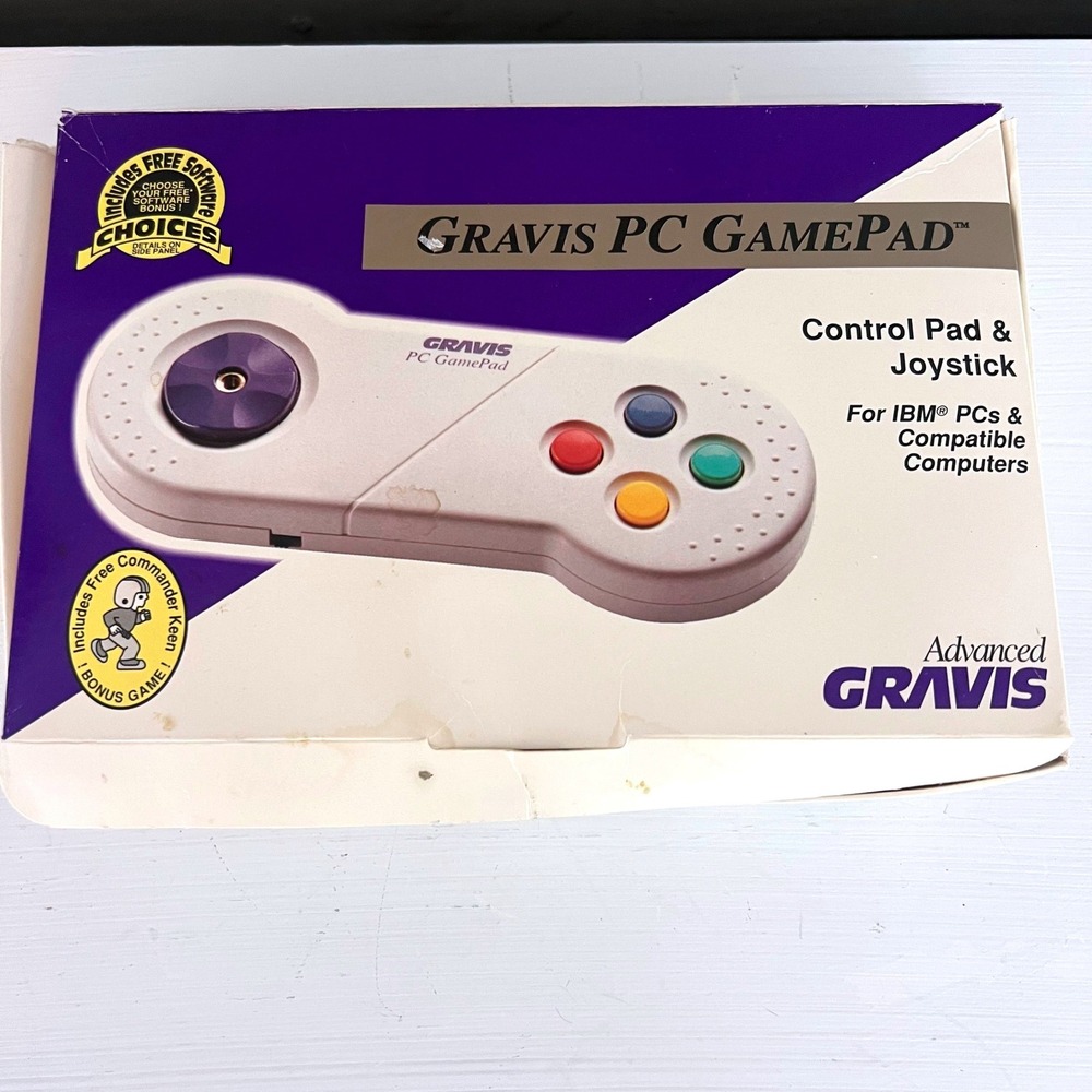 Gravis PC Gamepad Vintage with Box & Instruction Manual Gaming Retro Untested